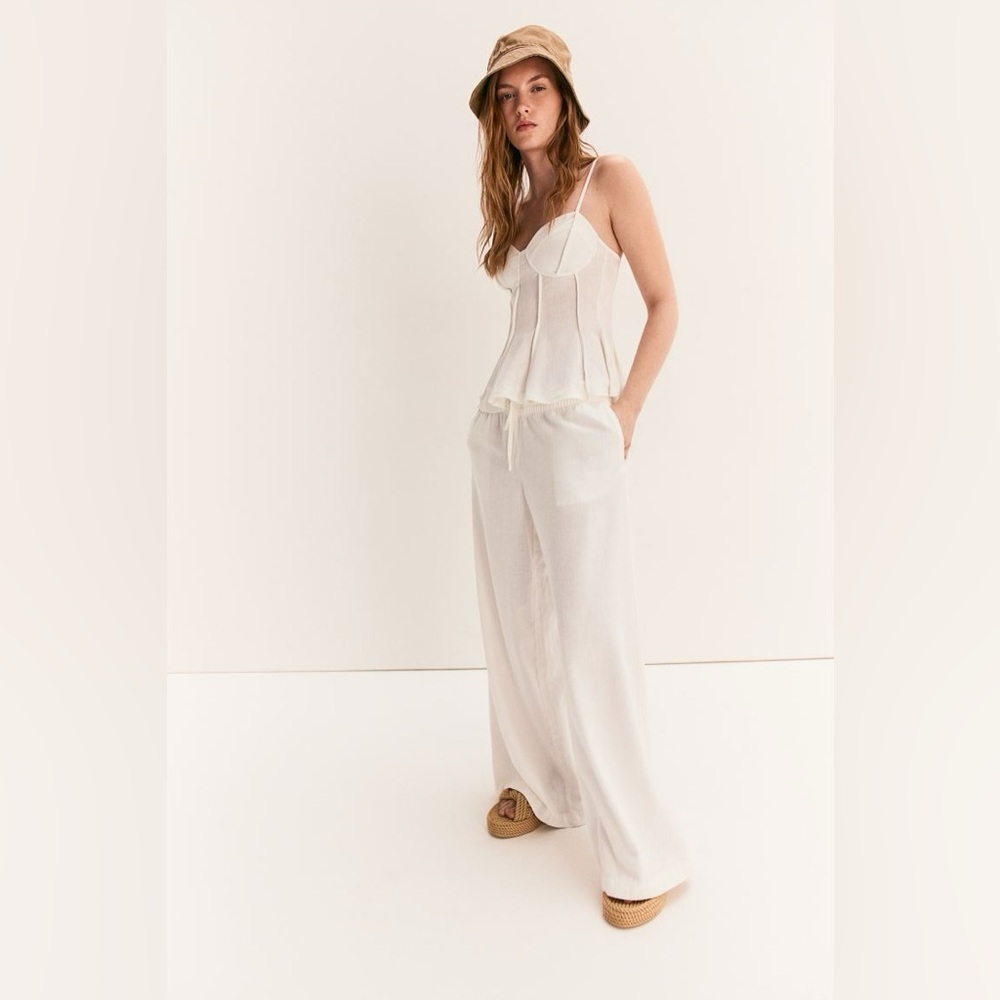 H&M Wide Leg Linen blend pants